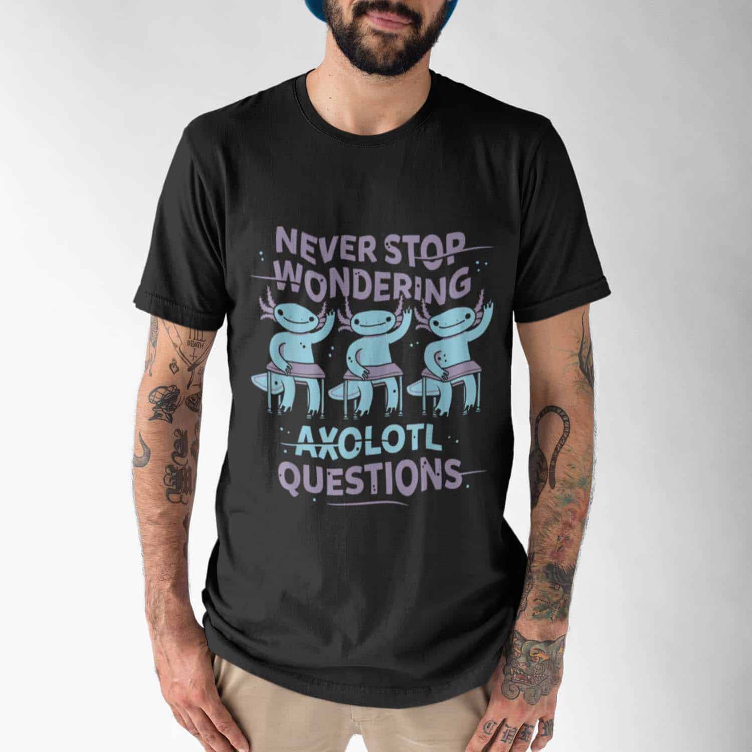 Never Stop Wondering Axolotl Questions Shirt