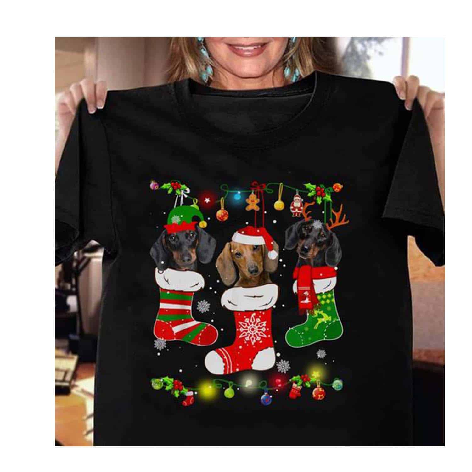 Dachshund In Socks Christmas Shirt Dachshund In Socks Christmas Shirt