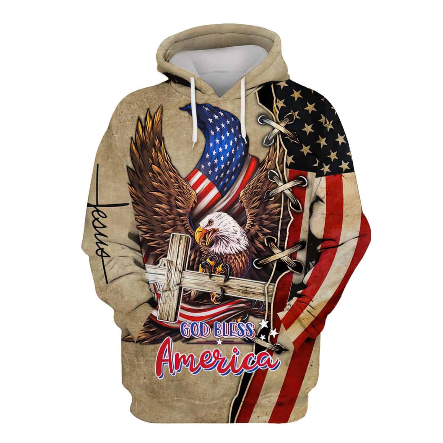 God Bless America 3D Over Print Hoodie God Bless America 3D Over Print Hoodie