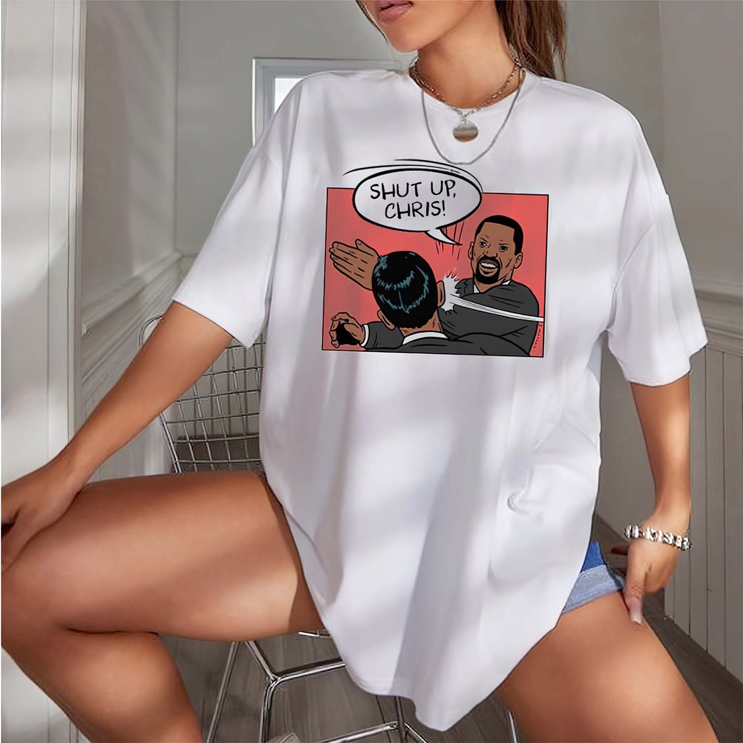 Shut Up Chris Oscars 2022 Meme Women Shirt