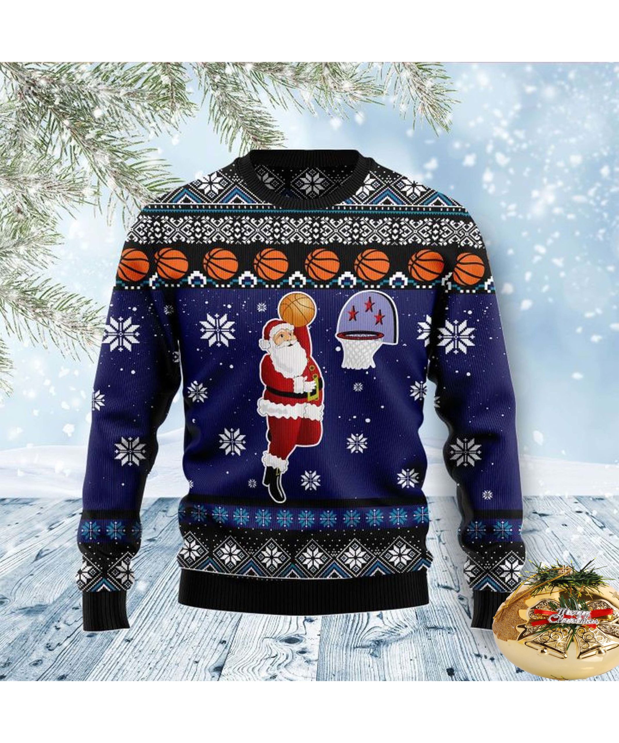 Santa Play Basketball Christmas Sweater Santa Play Basketball Christmas Sweater
