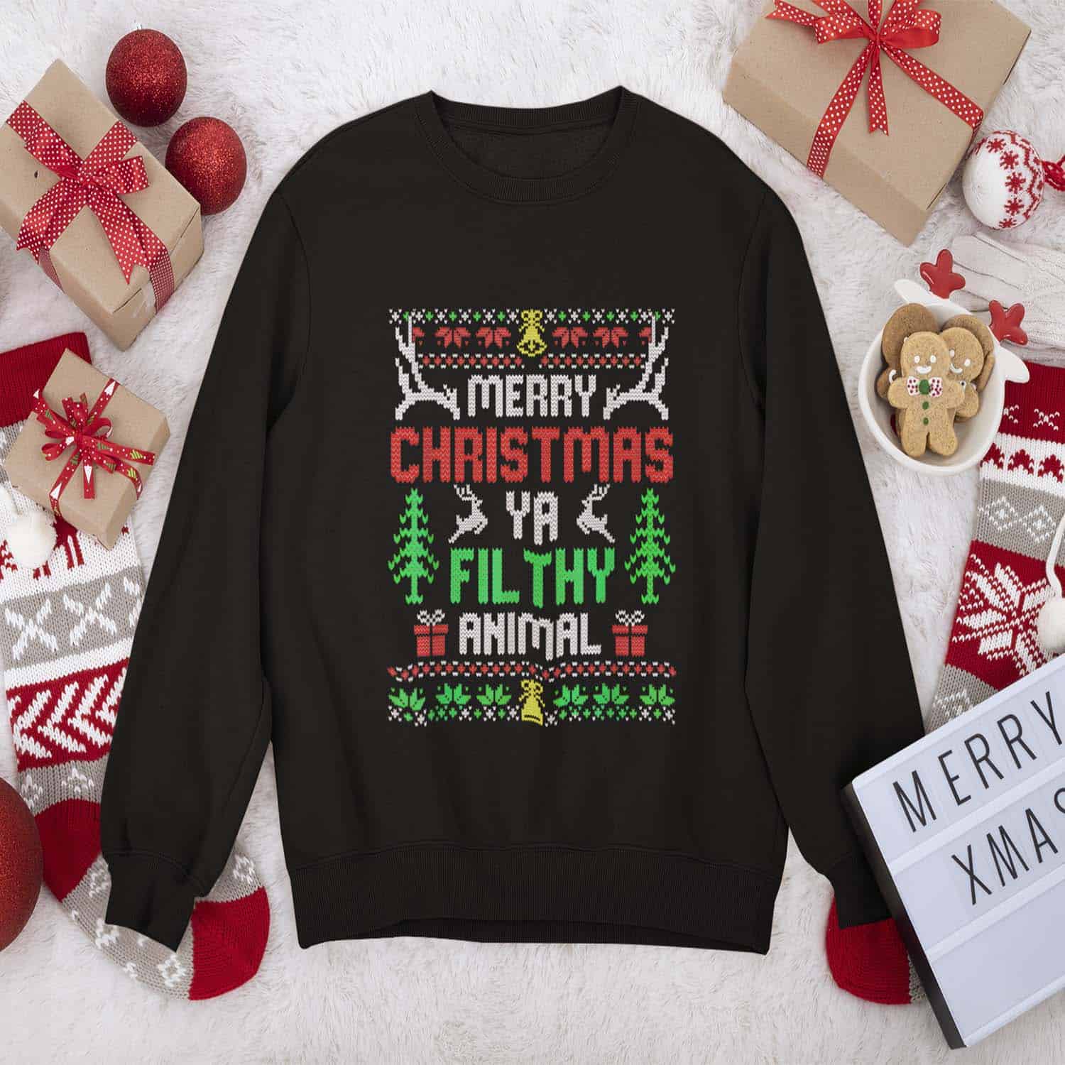 Merry Christmas Ya Filthy Animal Sweatshirt Merry Christmas Ya Filthy Animal Sweatshirt