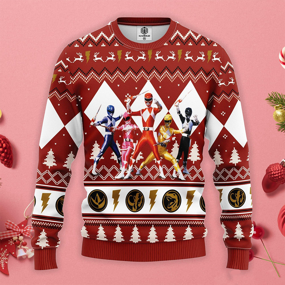 Power Ranger Ugly Christmas Sweater Power Ranger Ugly Christmas Sweater