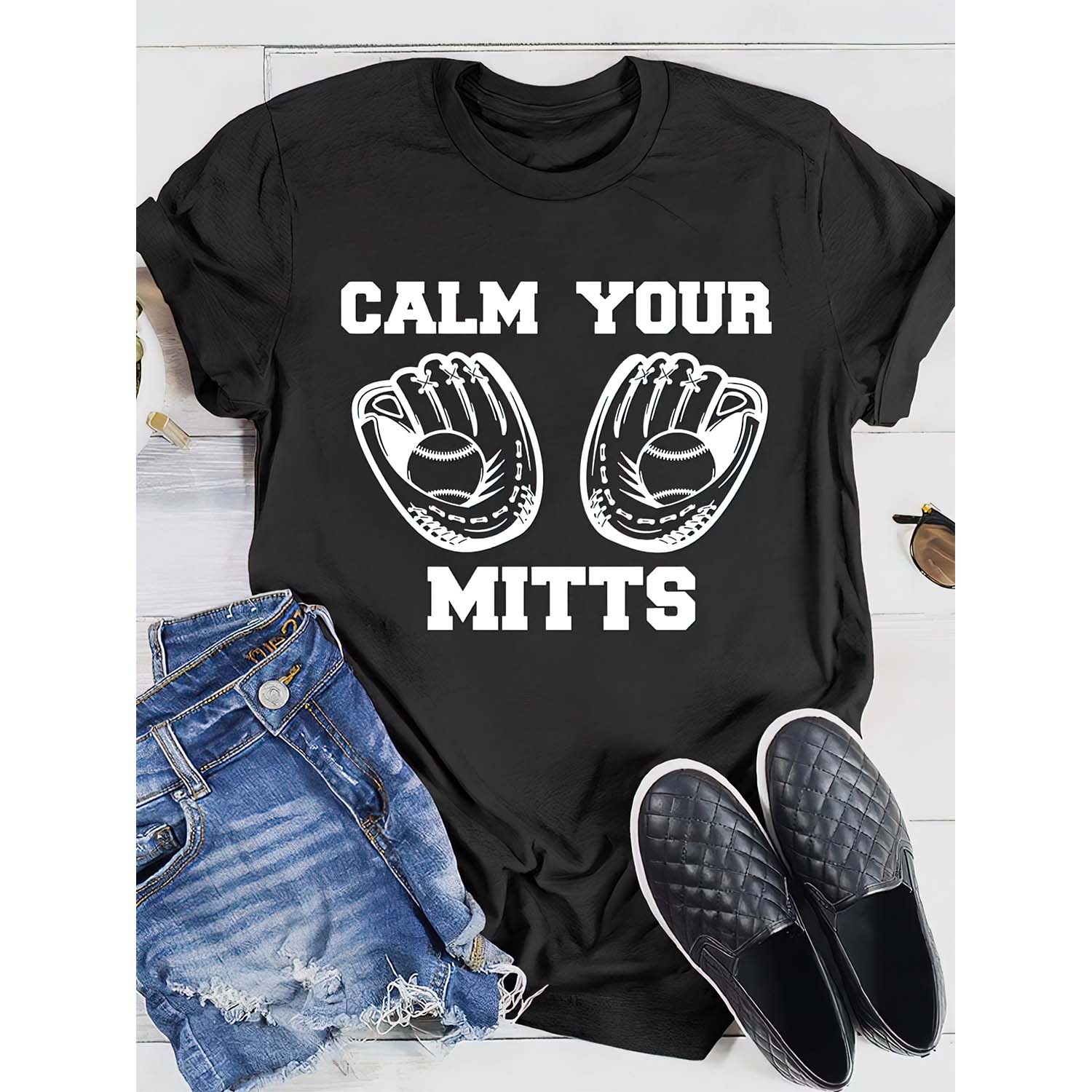 Calm Your Mitts Baseball Shirt Calm Your Mitts Baseball Shirt
