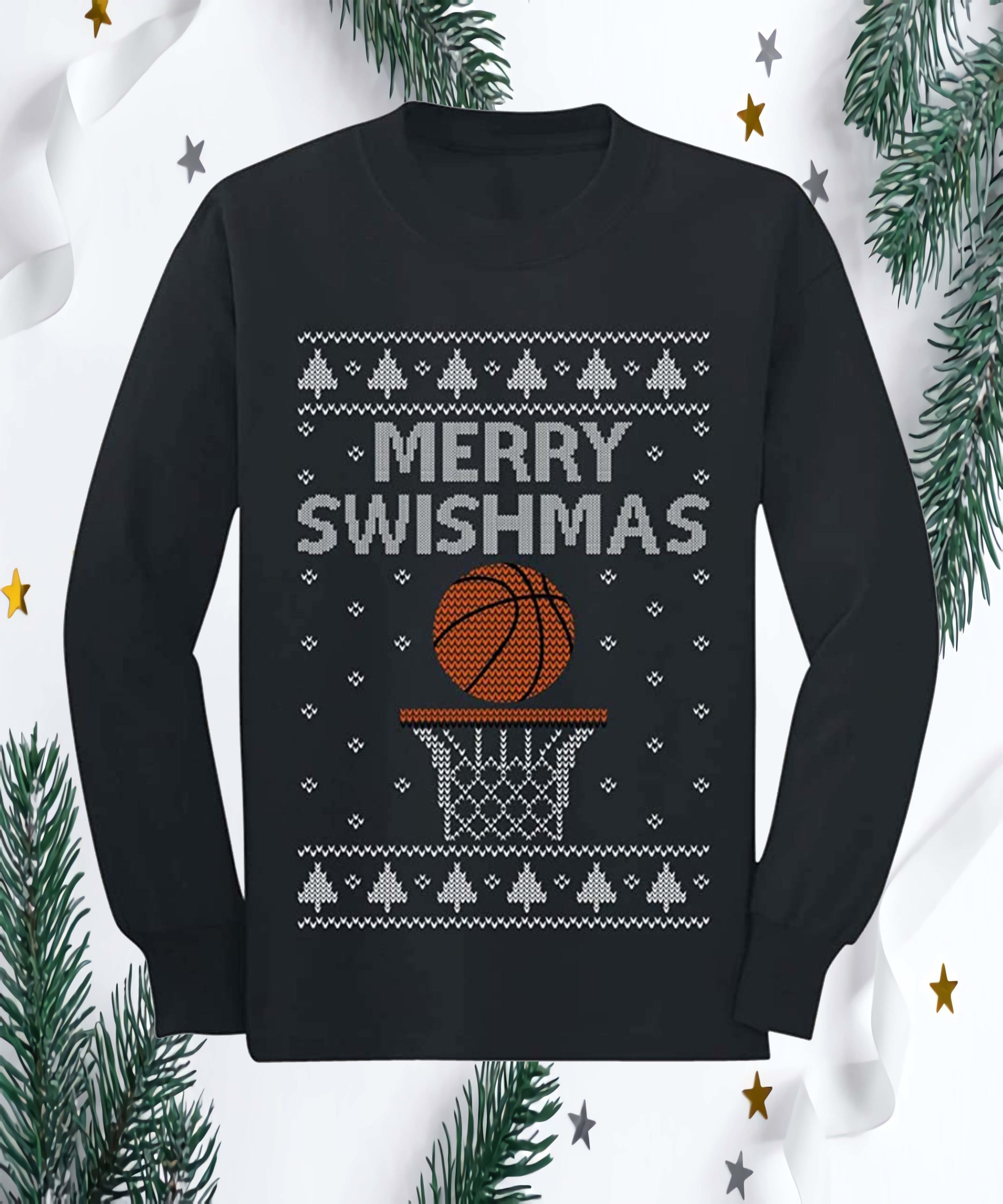 Merry Swishmas Basketball Sweatshirt Merry Swishmas Basketball Sweatshirt