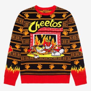 Cheetos Chester Cheetah Fireplace Ugly Christmas Sweater