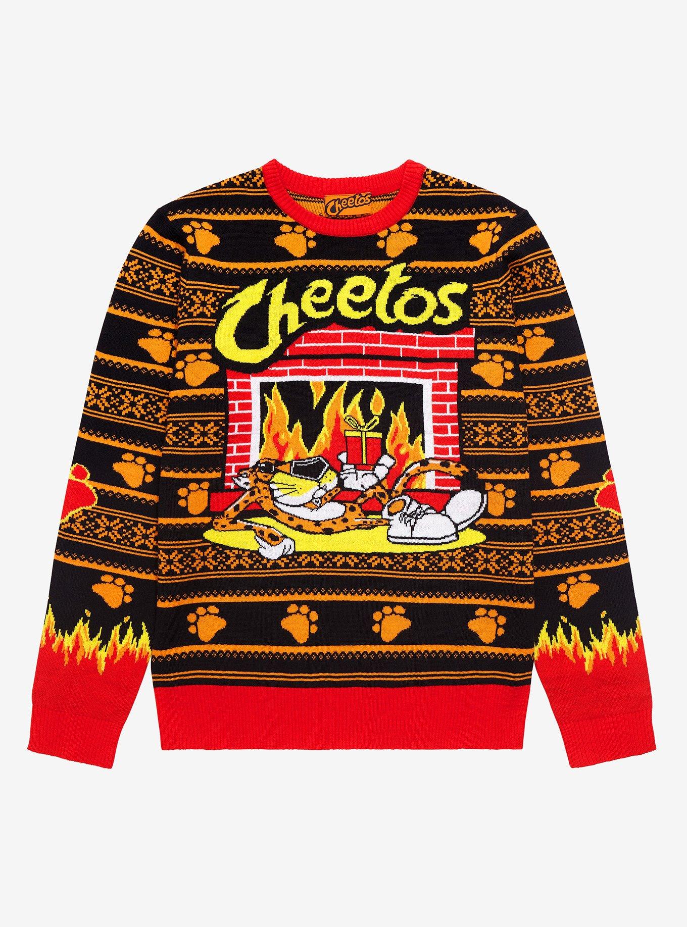 Cheetos Chester Cheetah Fireplace Ugly Christmas Sweater Cheetos Chester Cheetah Fireplace Ugly Christmas Sweater