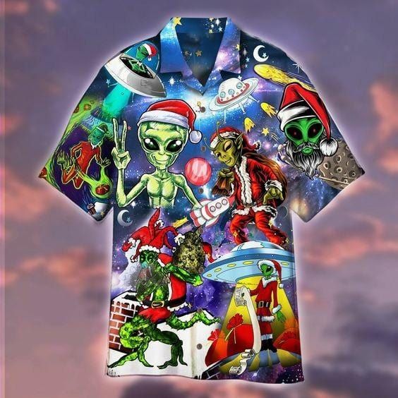 Alien Santa Christmas Hawaiian Shirt Alien Santa Christmas Hawaiian Shirt