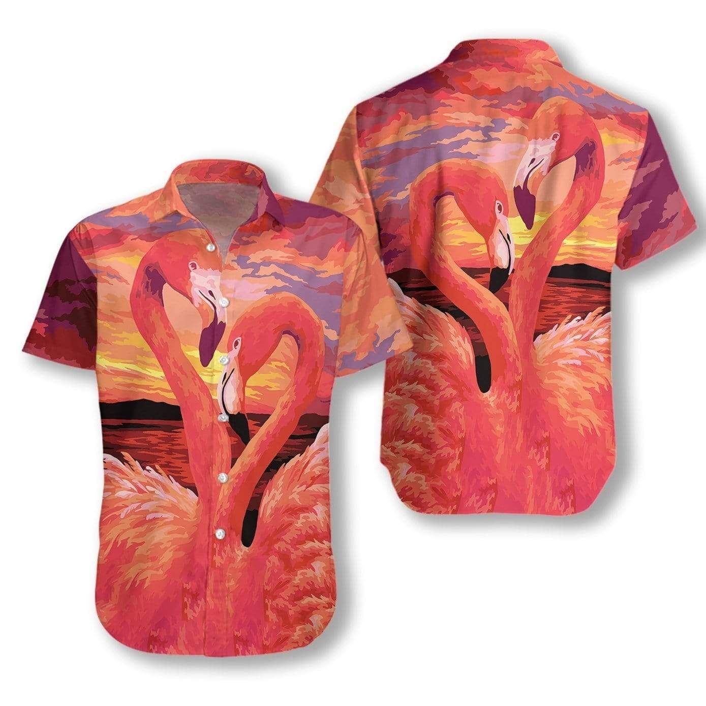 Flamingo Sunset Hawaiian Shirt Flamingo Sunset Hawaiian Shirt
