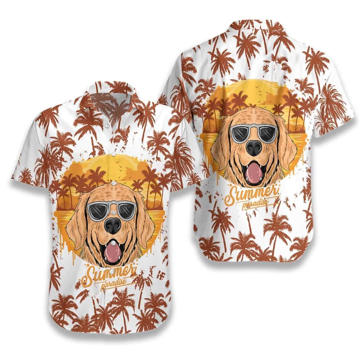 Summer Paradise Golden Retriever Hawaiian Shirt Summer Paradise Golden Retriever Hawaiian Shirt