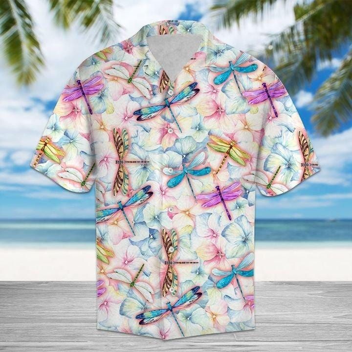 Floral Dragonfly Hawaiian Shirt