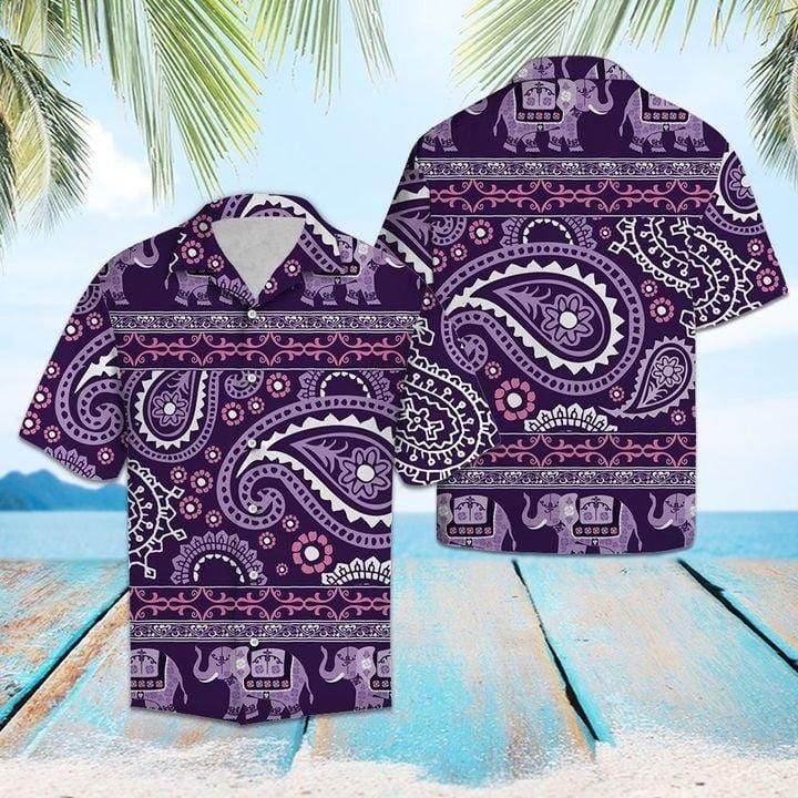 Purple Psychedelic Elephant Hawaiian Shirt Purple Psychedelic Elephant Hawaiian Shirt