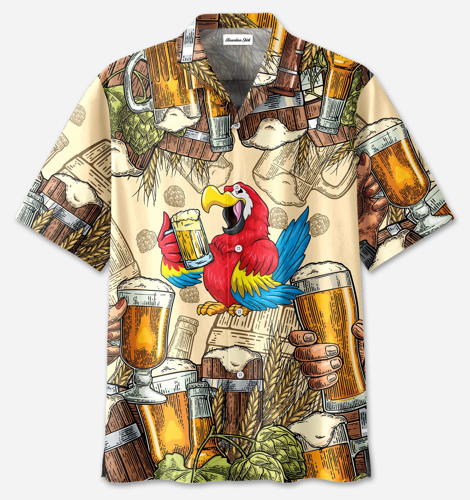 Parrot Drinking Beer Hawaiian Shirt Parrot Drinking Beer Hawaiian Shirt
