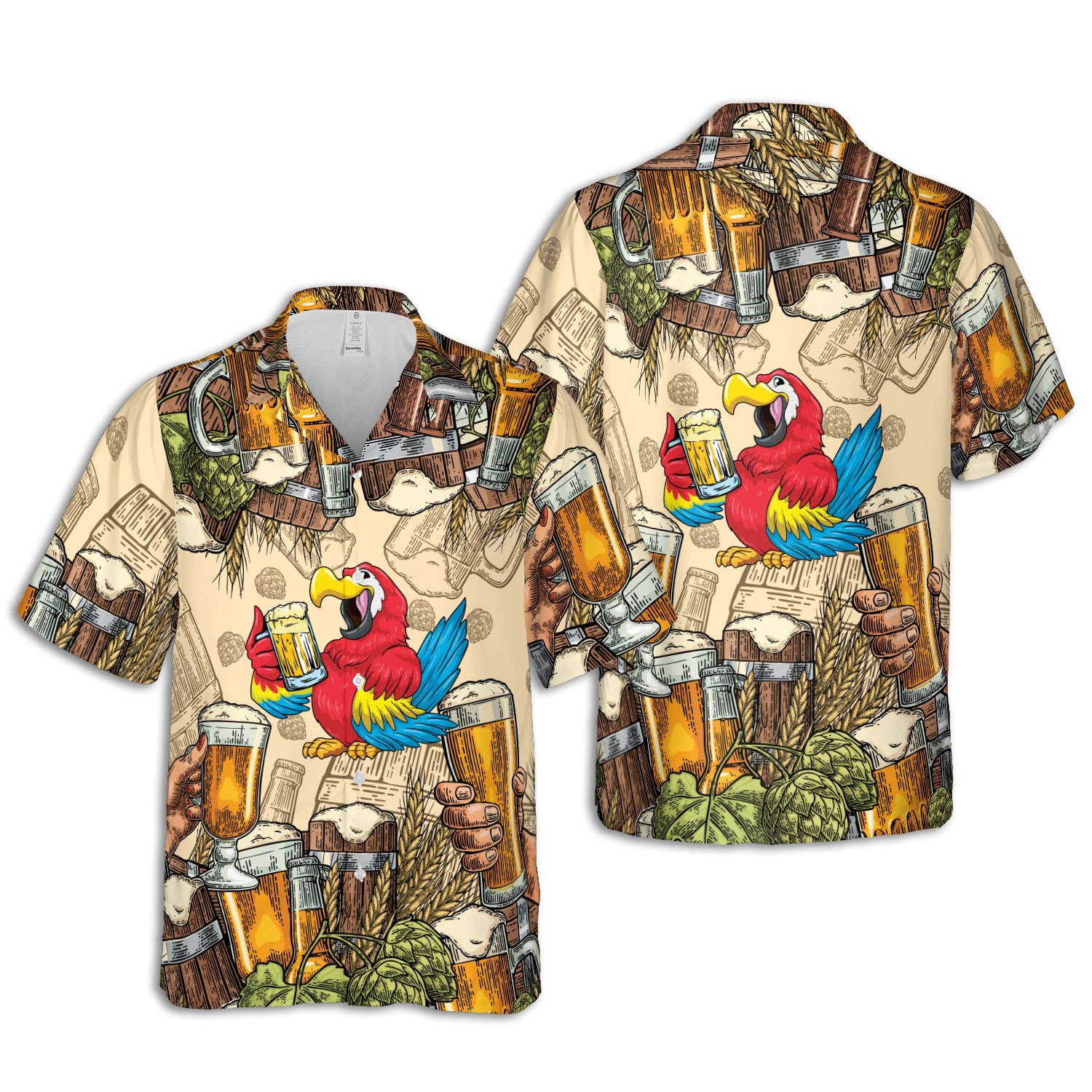 Parrot Drinking Beer Hawaiian Shirt Parrot Drinking Beer Hawaiian Shirt