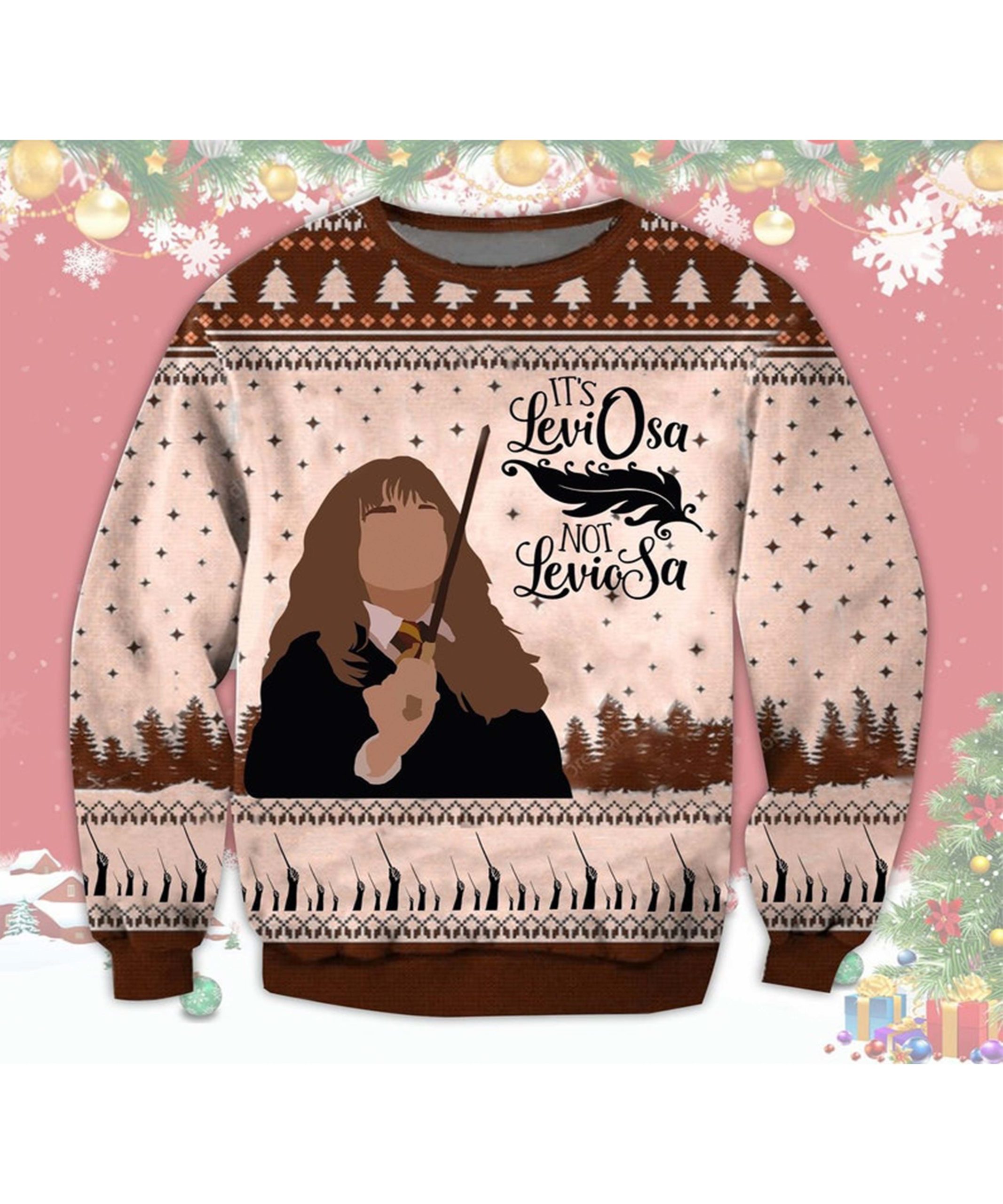 Hermione It’S Leviosa Not Leviosa Christmas Sweater Hermione It’S Leviosa Not Leviosa Christmas Sweater