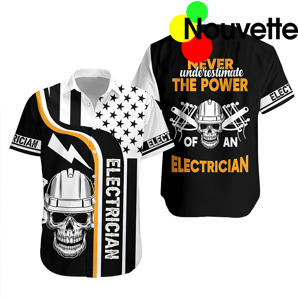 Electrician Skull Hawaiian Shirt Electrician Skull Hawaiian Shirt