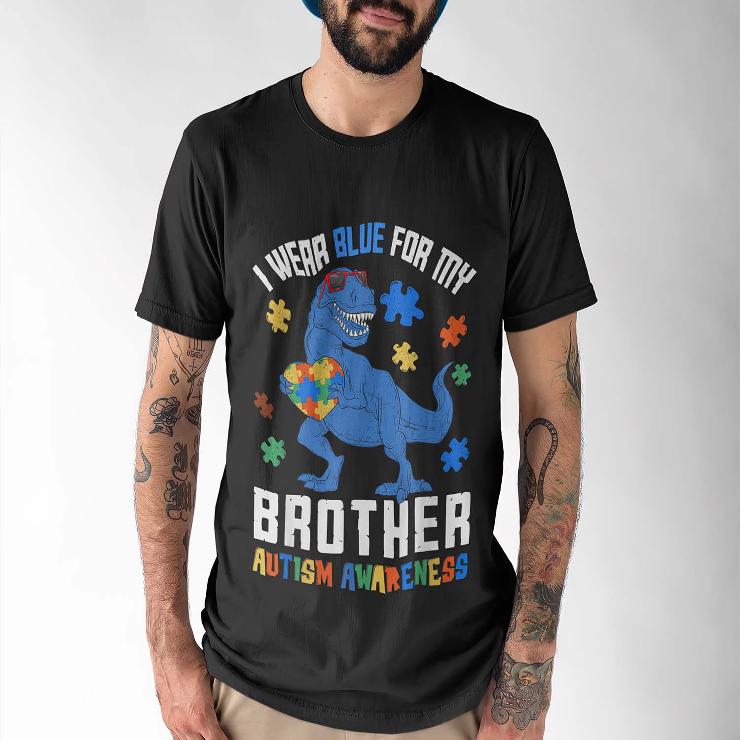 T-Rex I Wear Blue For My Brother Autism Awareness Shirt T-Rex I Wear Blue For My Brother Autism Awareness Shirt