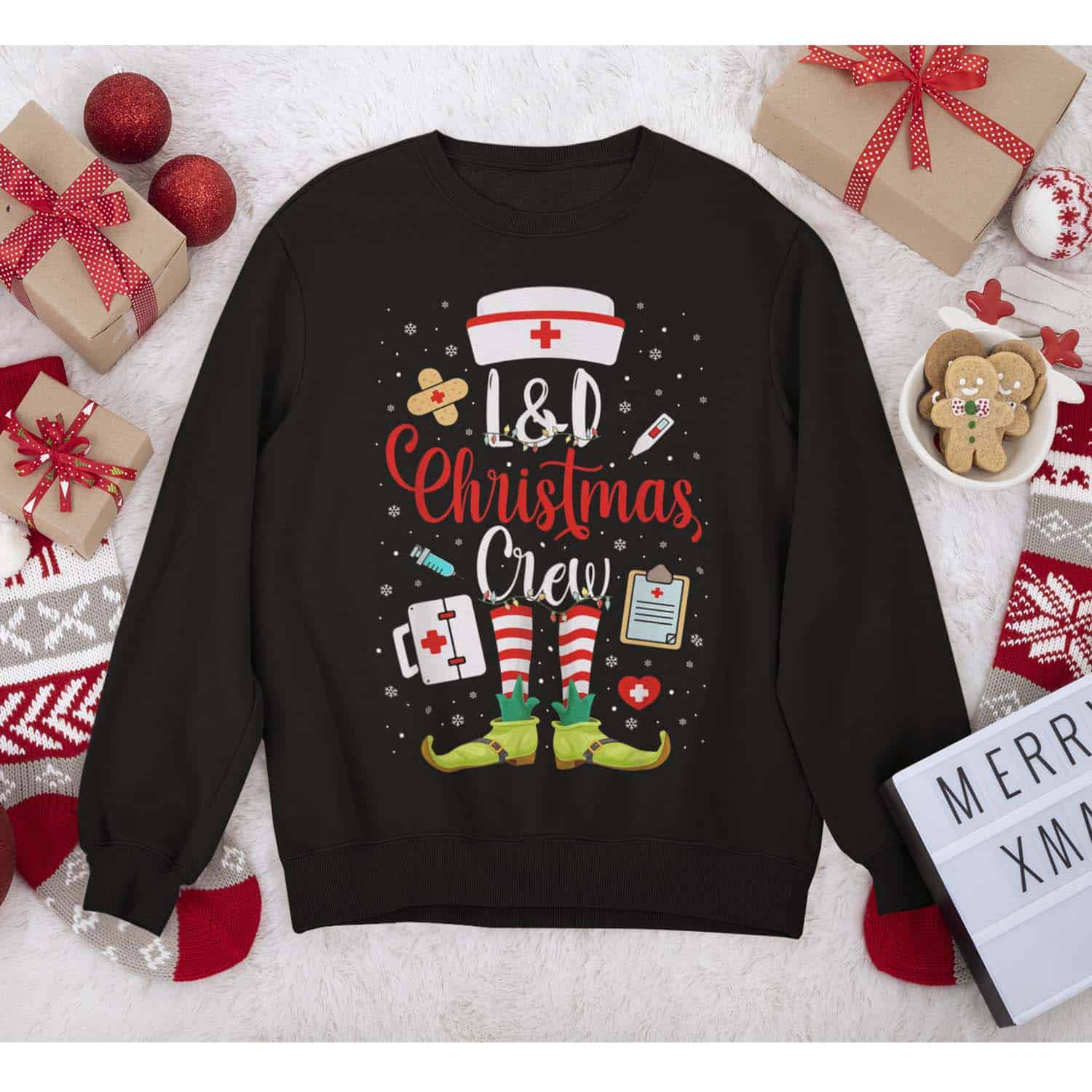 Ld Christmas Crew Nurse Sweatshirt Ld Christmas Crew Nurse Sweatshirt