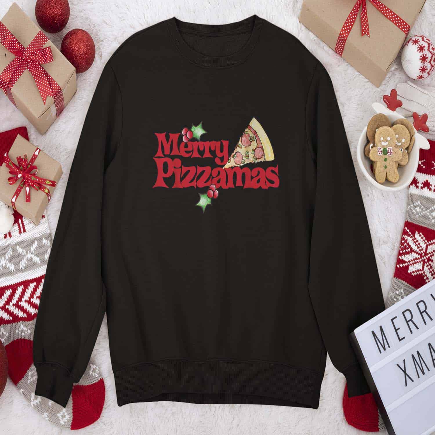 Merry Pizzamas Christmas Sweatshirt Merry Pizzamas Christmas Sweatshirt