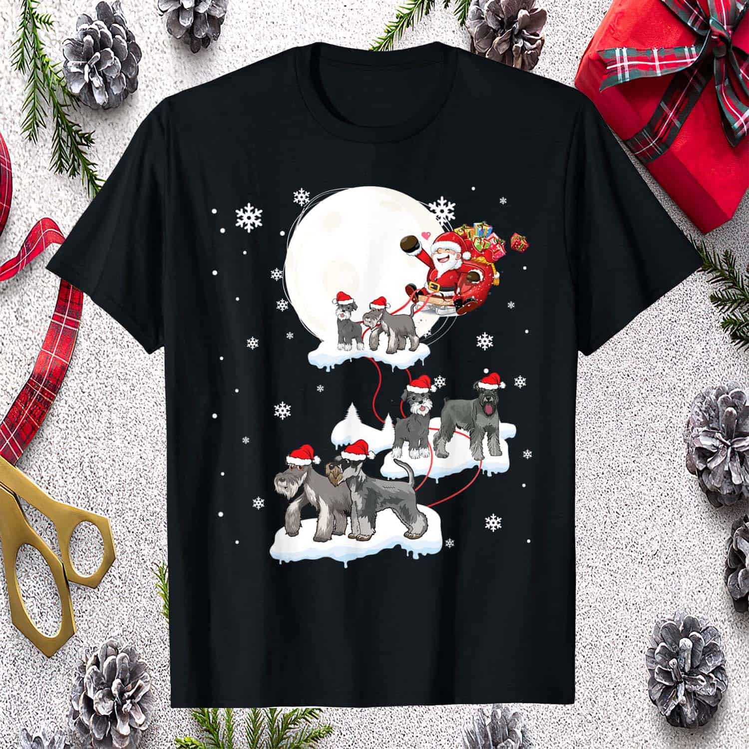Santa Claus Riding Miniature Schnauzer Christmas Shirt