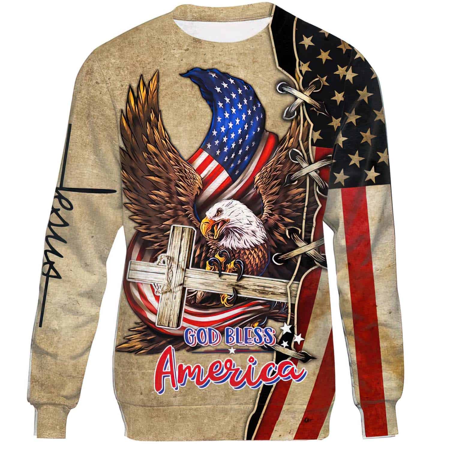 God Bless America 3D Over Print Hoodie God Bless America 3D Over Print Hoodie