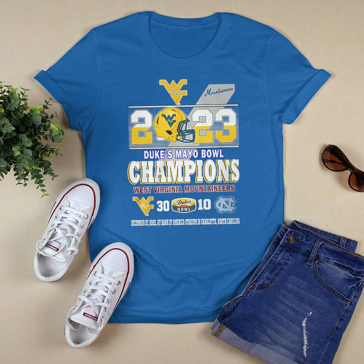 2023 Duke's Mayo Bowl Champions West Virginia Mountaineers 30 10 North Carolina Football Shirt23 2023 Duke's Mayo Bowl Champions West Virginia Mountaineers 30 10 North Carolina Football Shirt