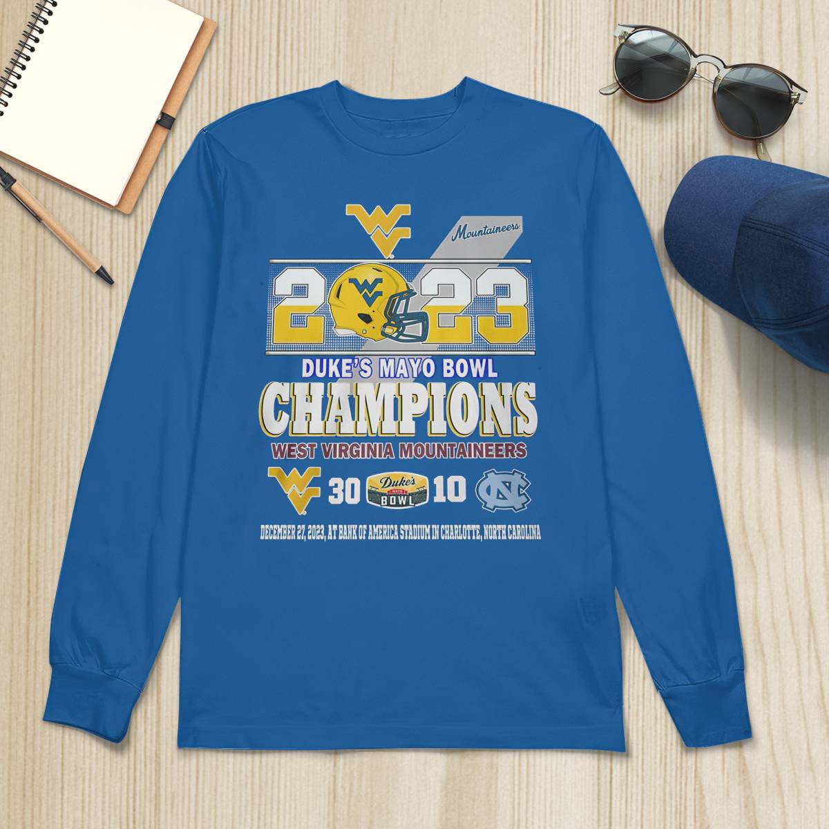 2023 Duke’s Mayo Bowl Champions West Virginia Mountaineers 30 10 North Carolina Football Shirt 2023 Duke’s Mayo Bowl Champions West Virginia Mountaineers 30 10 North Carolina Football Shirt
