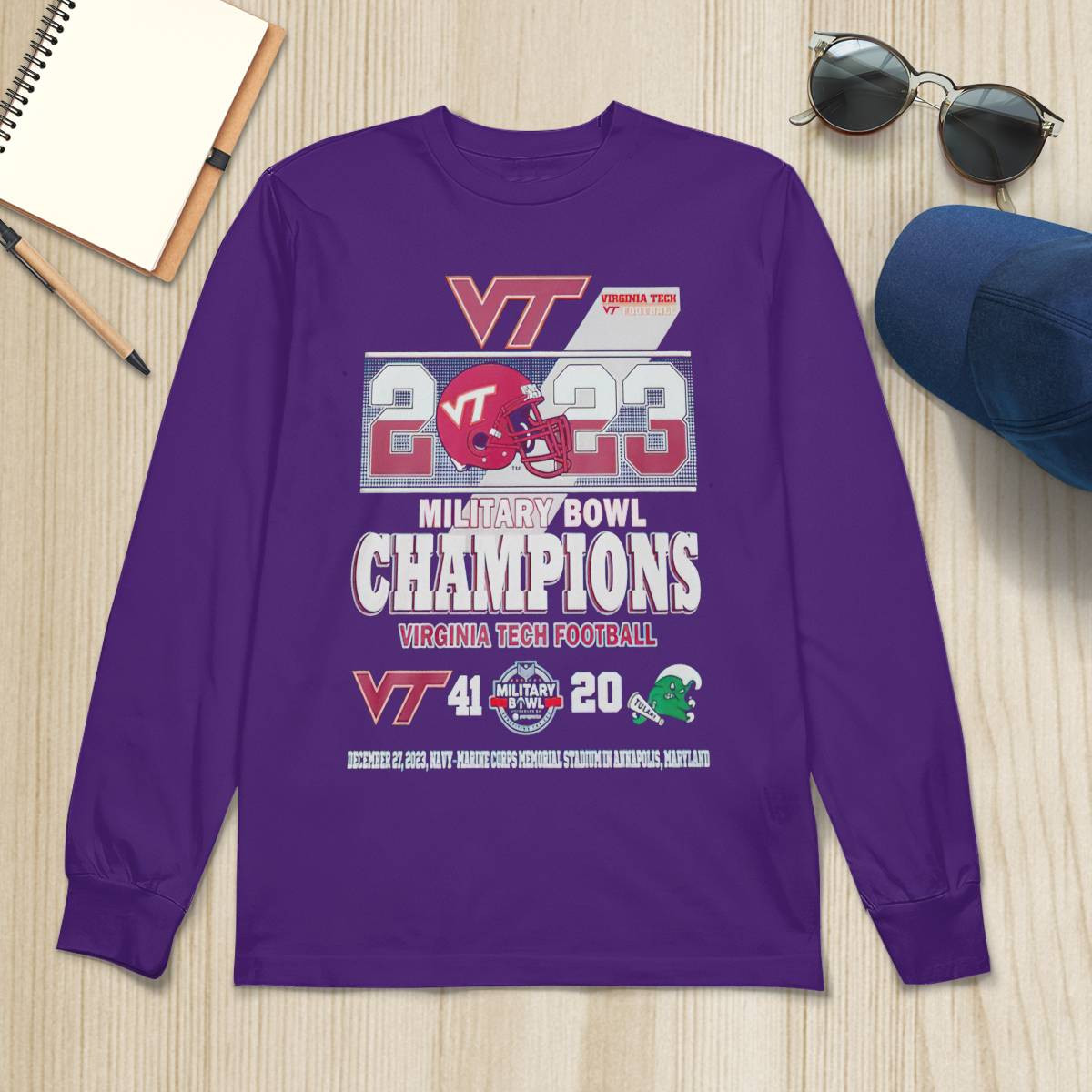 2023 Military Bowl Champions Virginia Tech Football 41 20 Tulane Football Shirt 2023 Military Bowl Champions Virginia Tech Football 41 20 Tulane Football Shirt