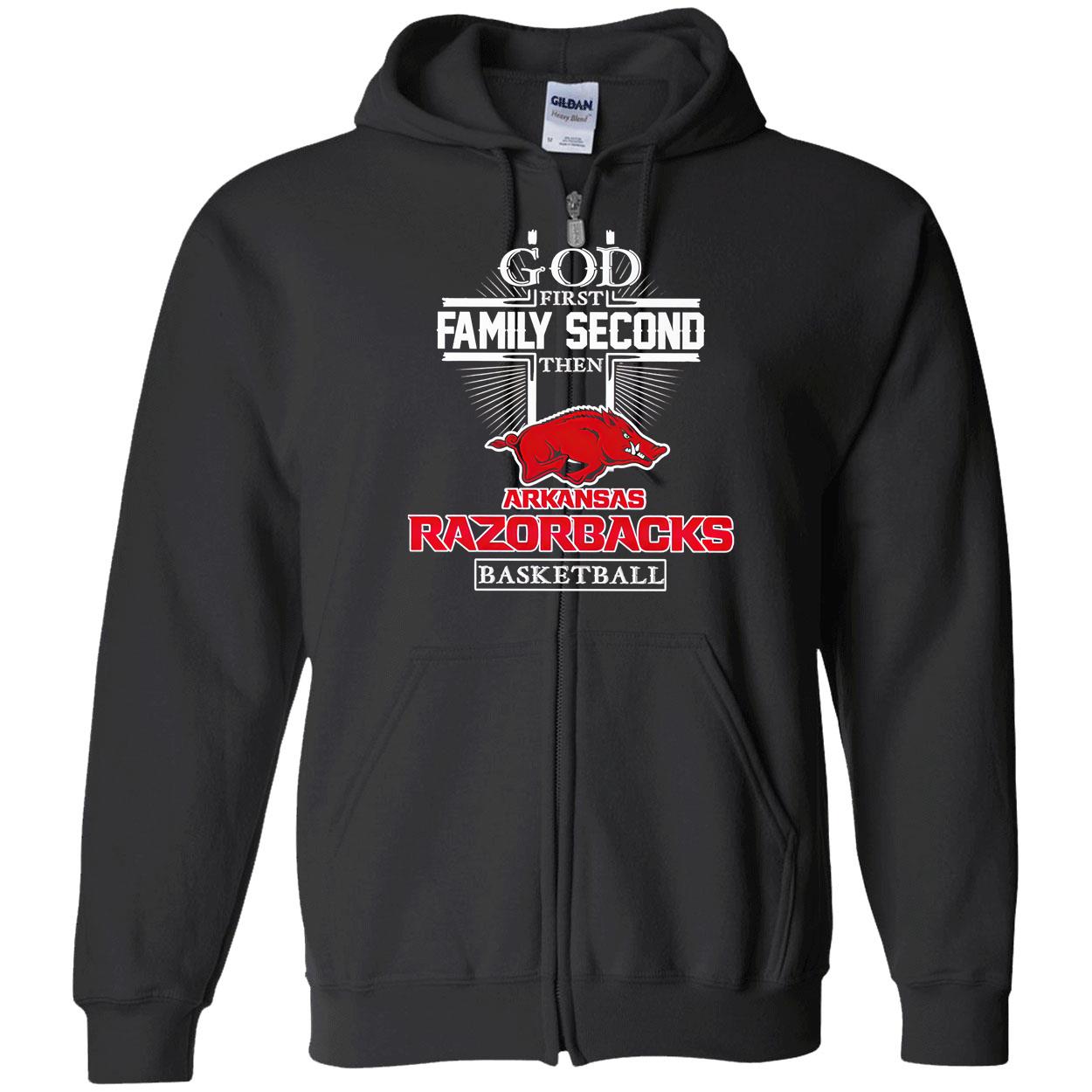 God First Family Second Then Razorbacks Basketball Shirt God First Family Second Then Razorbacks Basketball Shirt