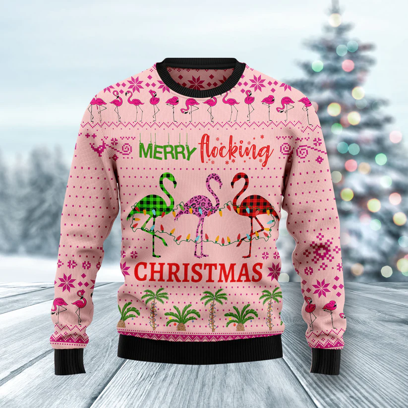 Merry Flocking Ugly Christmas Sweater Merry Flocking Ugly Christmas Sweater