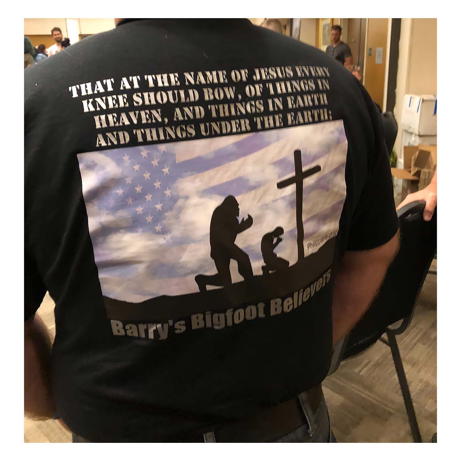 That At The Name Of Jesus Every Knee Should Bow Barry’S Bigfoot Believers Shirt That At The Name Of Jesus Every Knee Should Bow Barry’S Bigfoot Believers Shirt