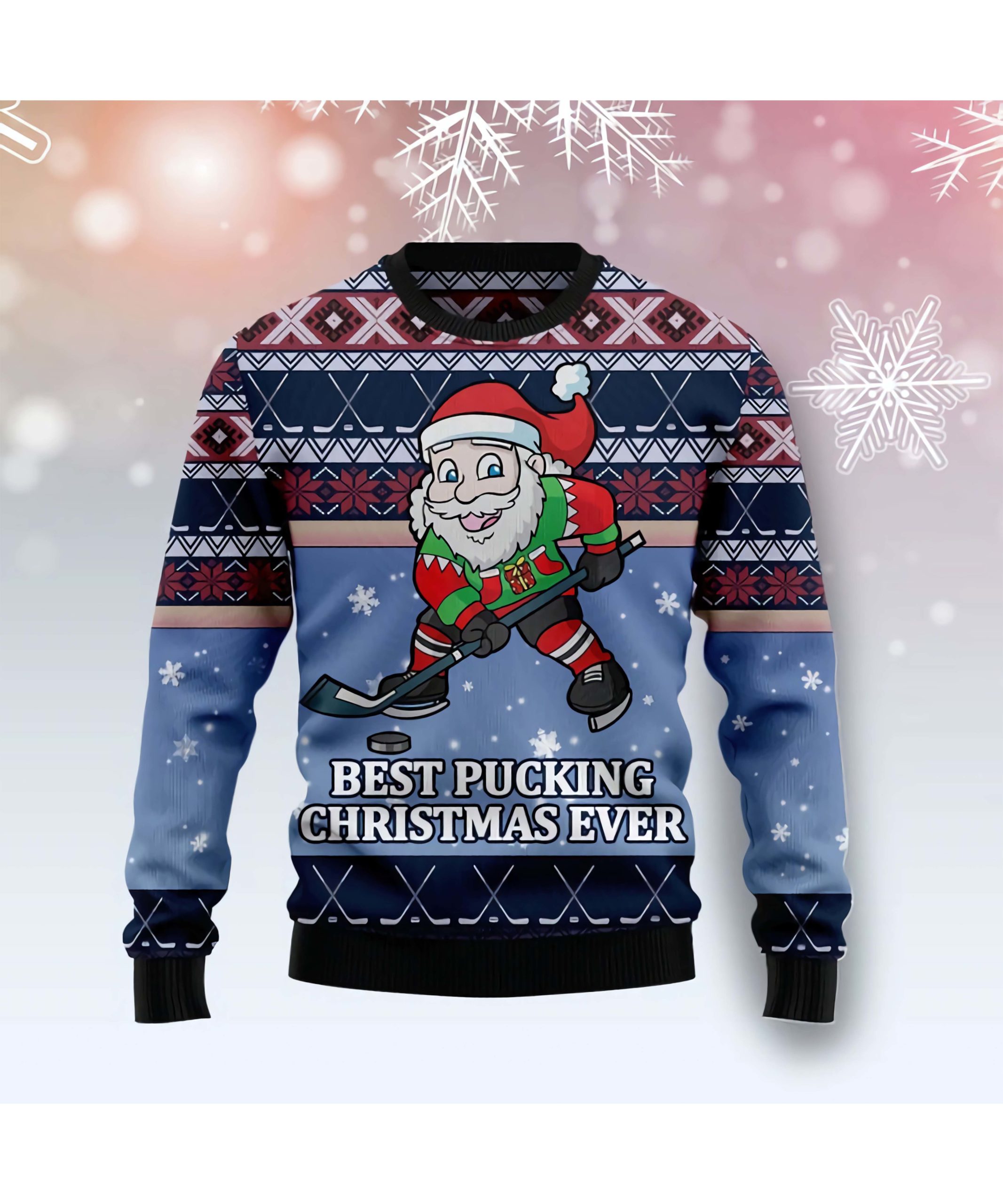 Santa Hockey Best Pucking Christmas Ever Sweater Santa Hockey Best Pucking Christmas Ever Sweater