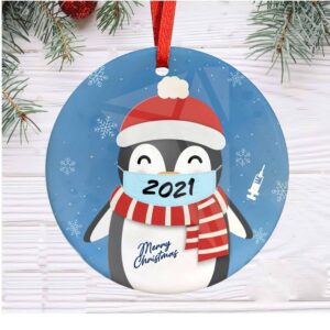Penguin With Mask 2021 Christmas Ornament