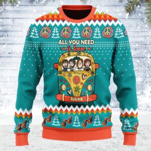 All You Need Is Love Hippie Peace Christmas Sweater