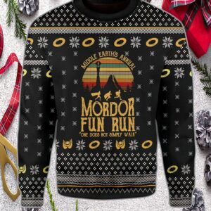 Middle Earth’S Annual Mordor Fun Run One Does Not Simply Walk Christmas Sweater