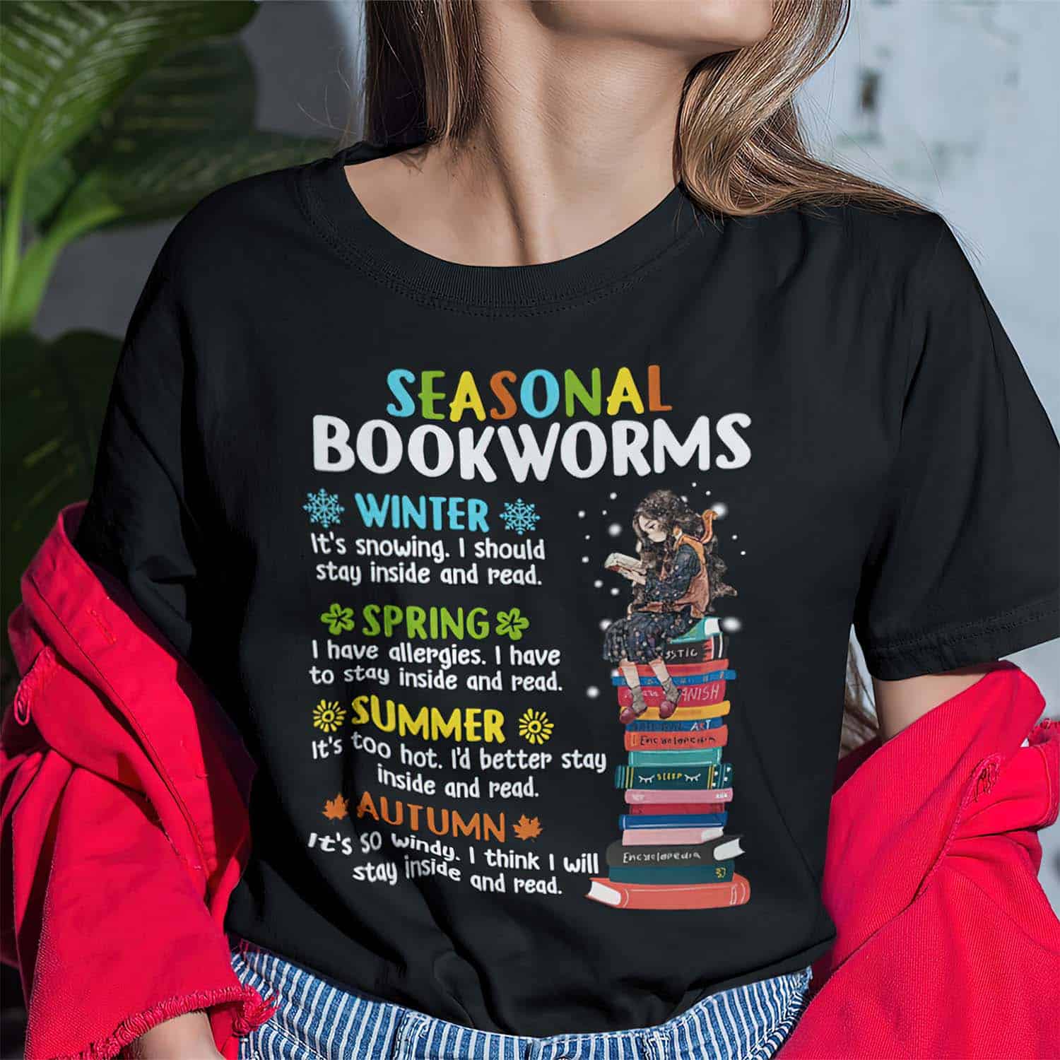 Seasonal Bookworms Winter It’S Snowing Women Shirt