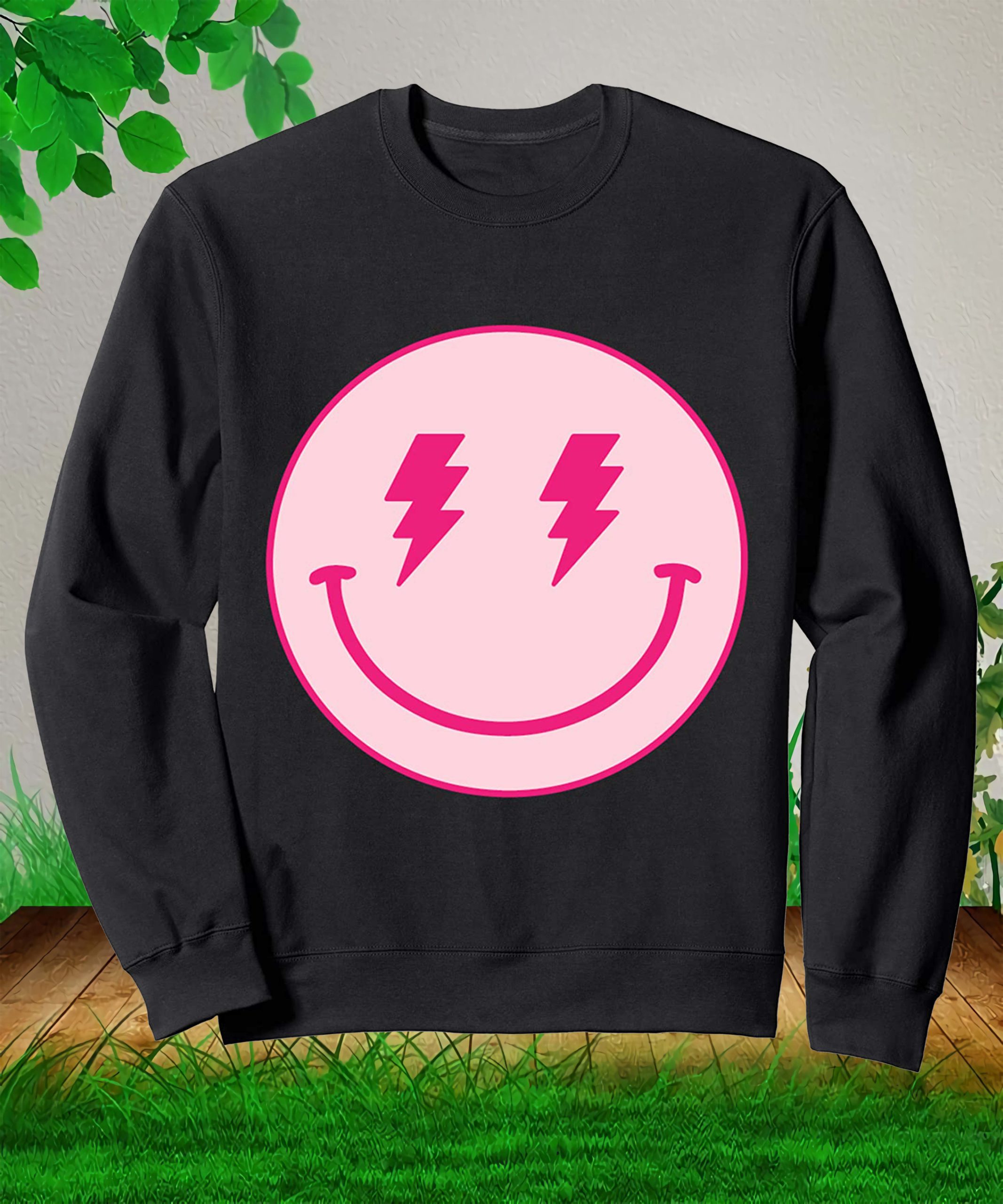 Lightning Bolt Smiley Face Sweatshirt Lightning Bolt Smiley Face Sweatshirt