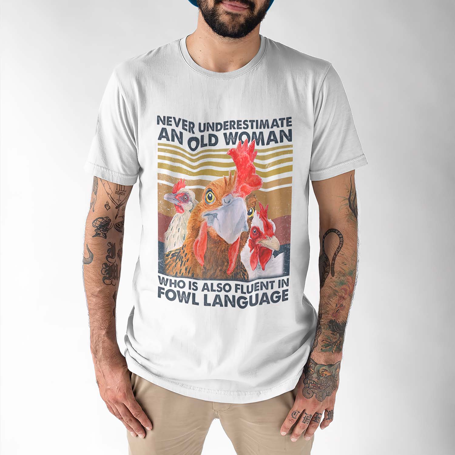 Never Underestimate An Old Woman Who Is Also Fluent In Fowl Language Shirt
