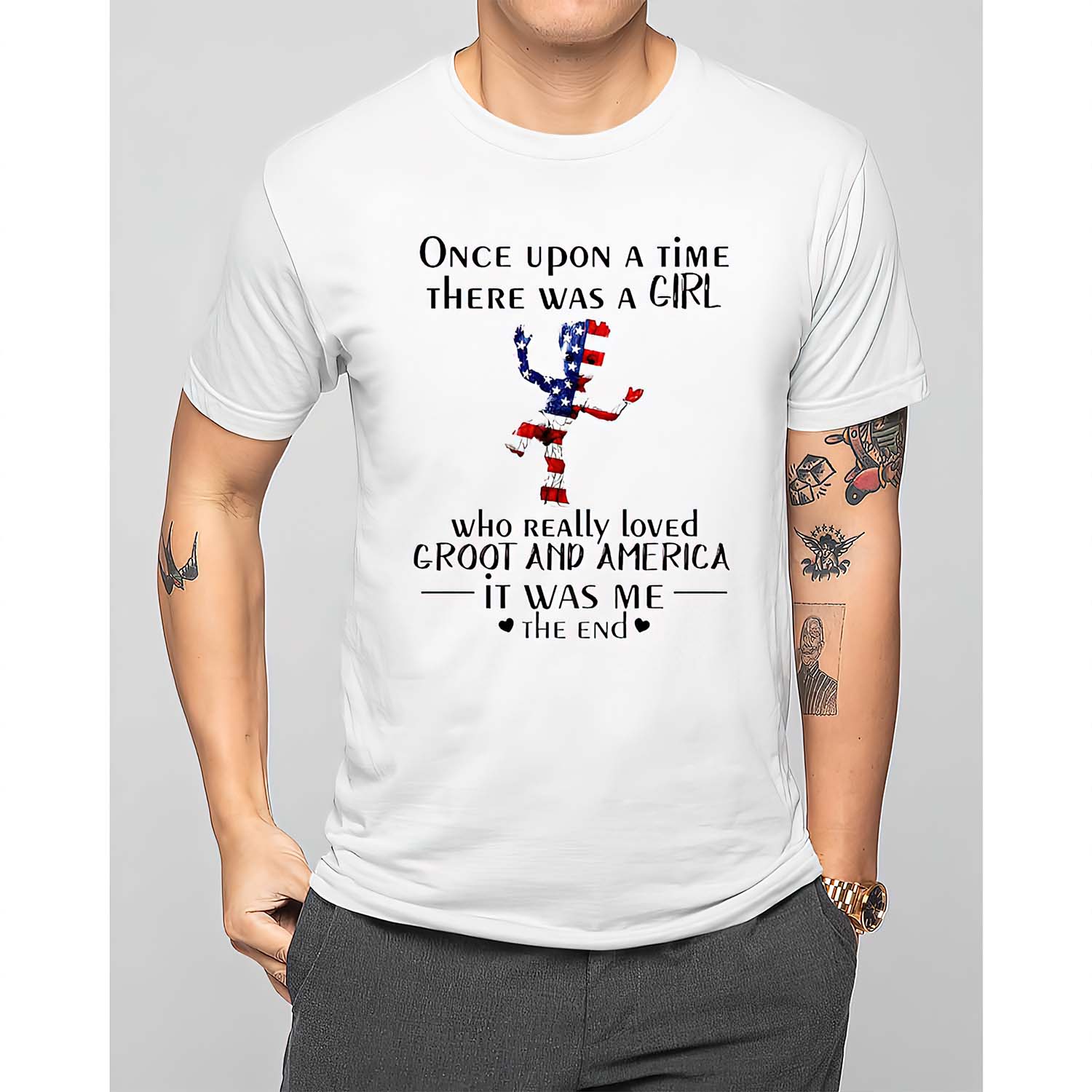 Once Upon A Time There Was A Girl Who Really Loved Groot And America Shirt