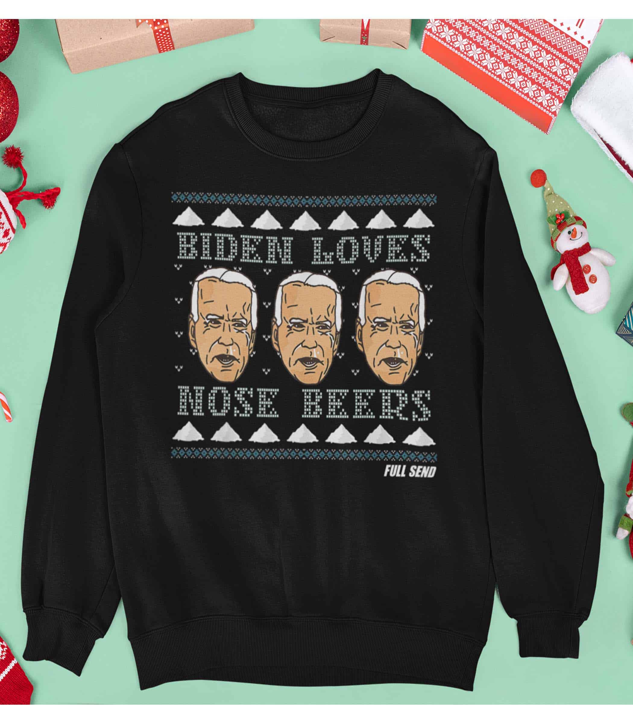 Biden Loves Nose Beers Christmas Sweater Biden Loves Nose Beers Christmas Sweater