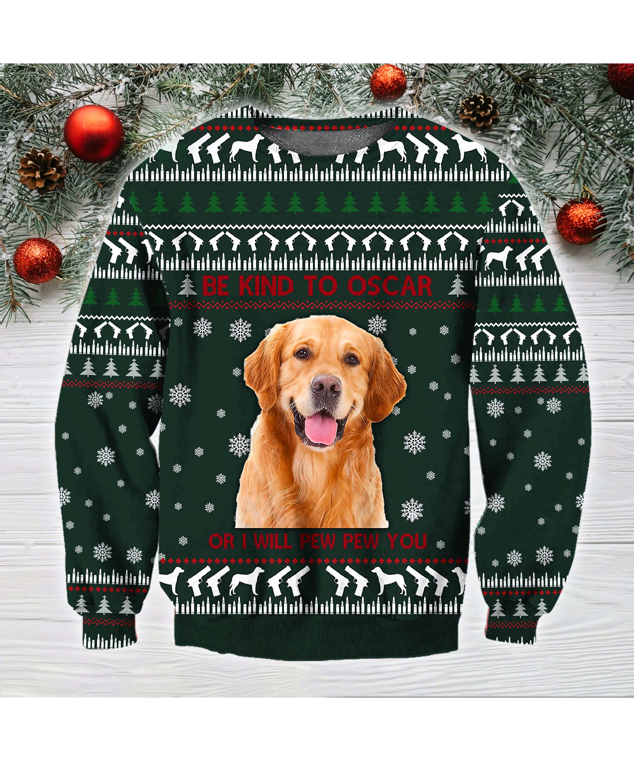 Golden Retriever Be Kind To Oscar Christmas Sweater Golden Retriever Be Kind To Oscar Christmas Sweater