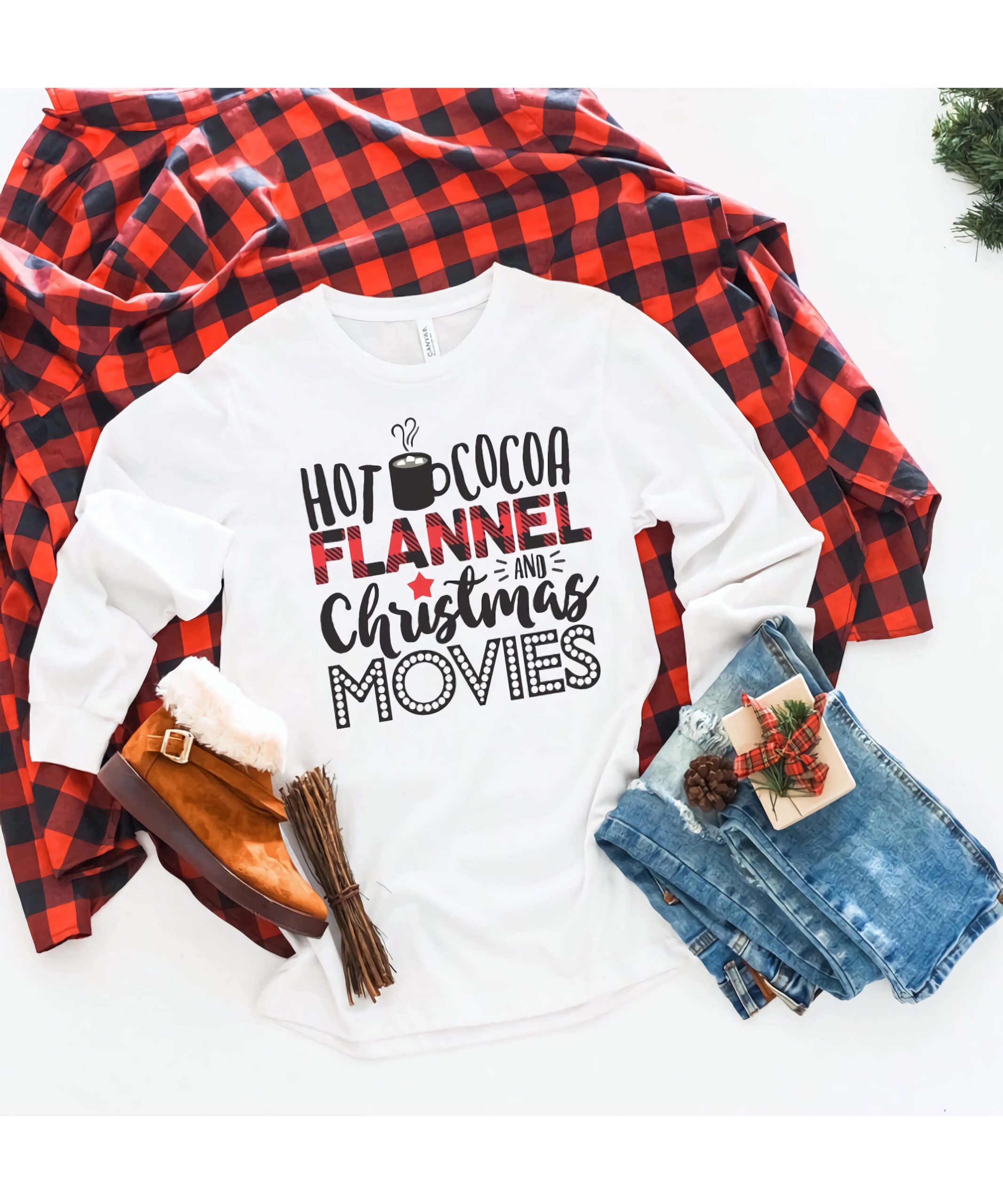 Hot Cocoa Flannel And Christmas Movies Sweatshirt Hot Cocoa Flannel And Christmas Movies Sweatshirt