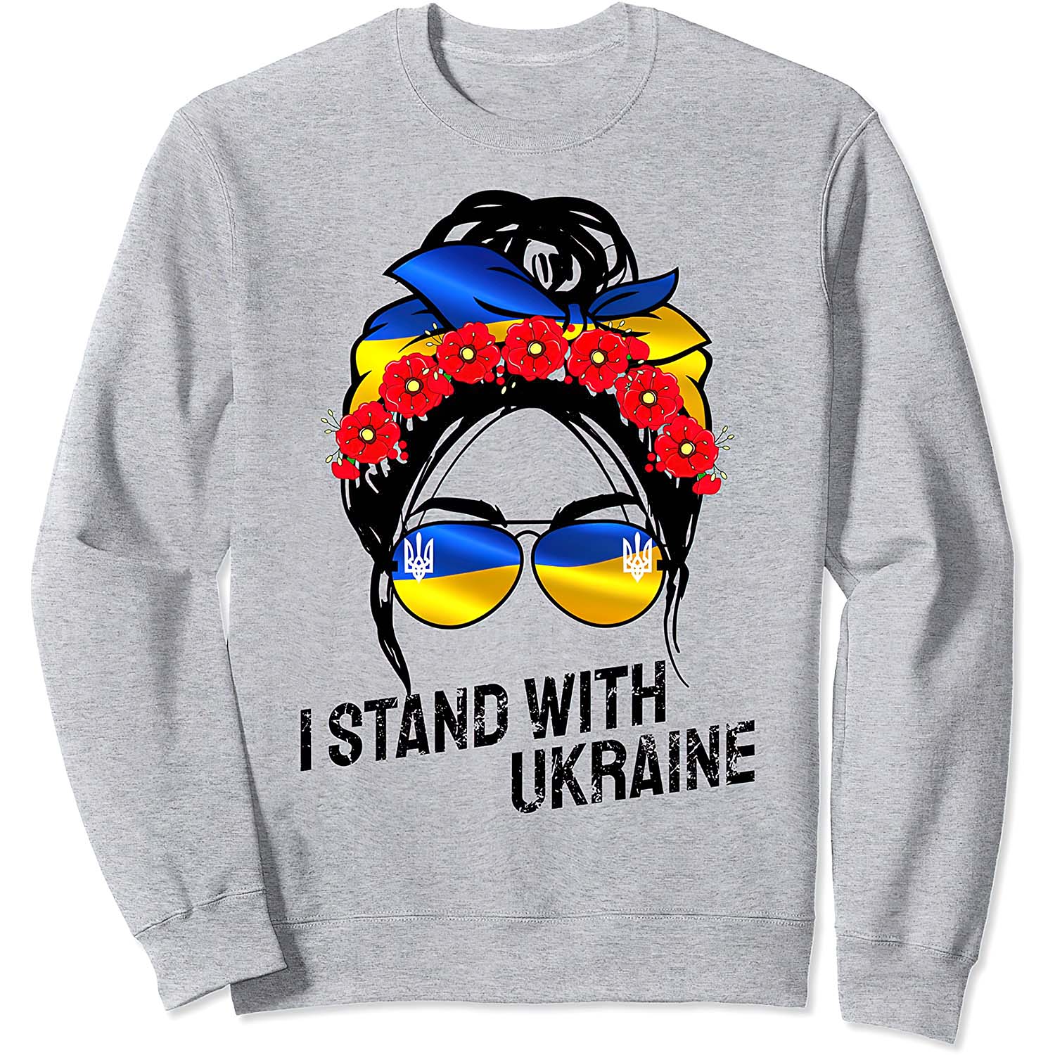 I Stand With Ukraine Messy Bun Sweatshirt I Stand With Ukraine Messy Bun Sweatshirt