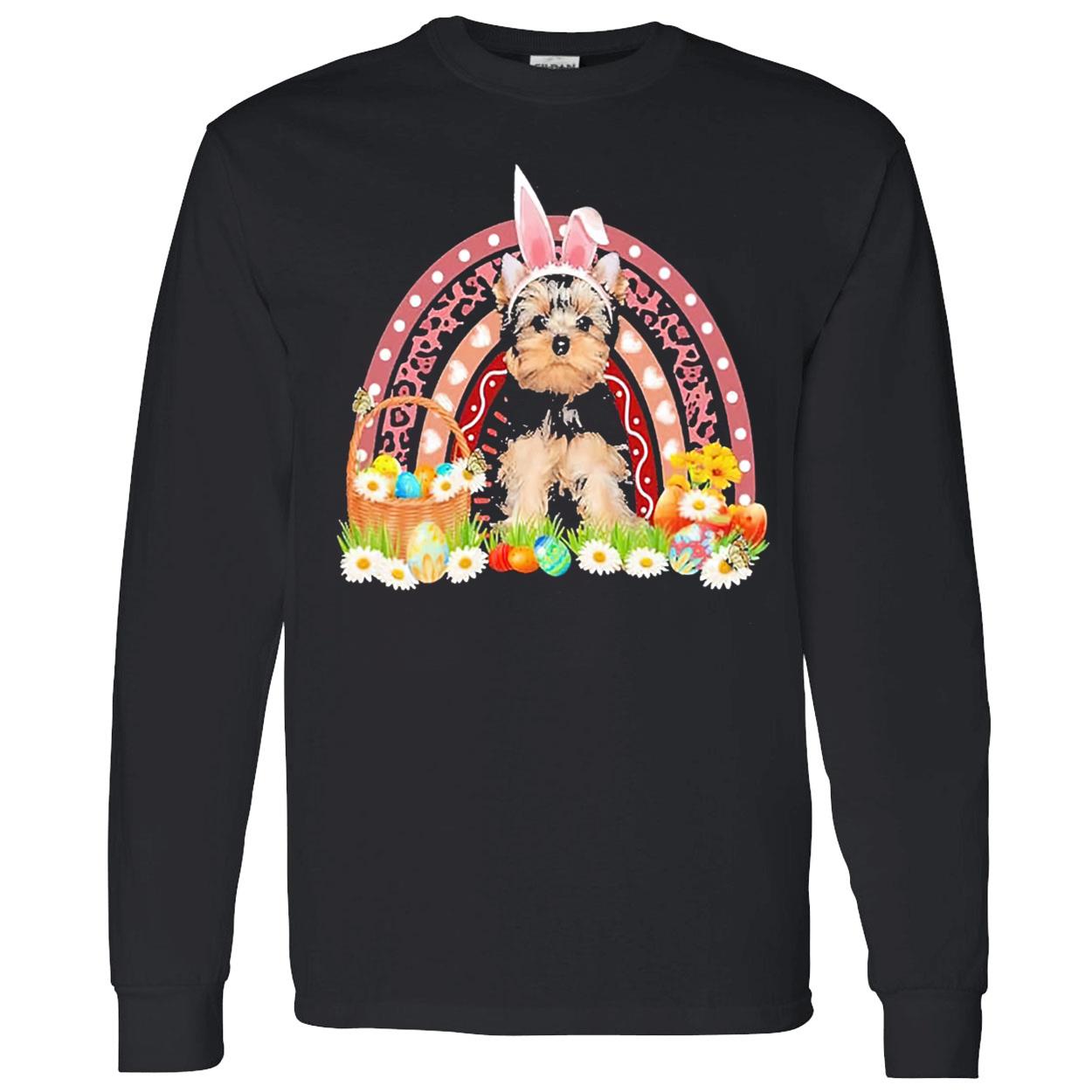 Easter Bunny Pink Dog Yorkshire Terrier Rainbow Shirt Easter Bunny Pink Dog Yorkshire Terrier Rainbow Shirt
