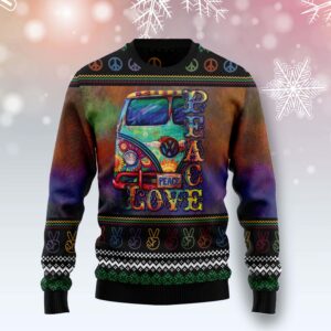 Hippie Peace Love Christmas Sweater