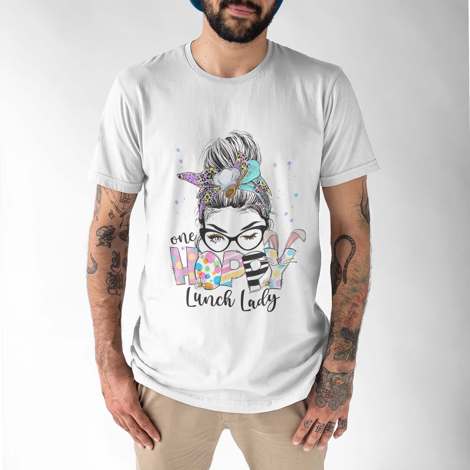 One Hoppy Lunch Lady Messy Bun Shirt