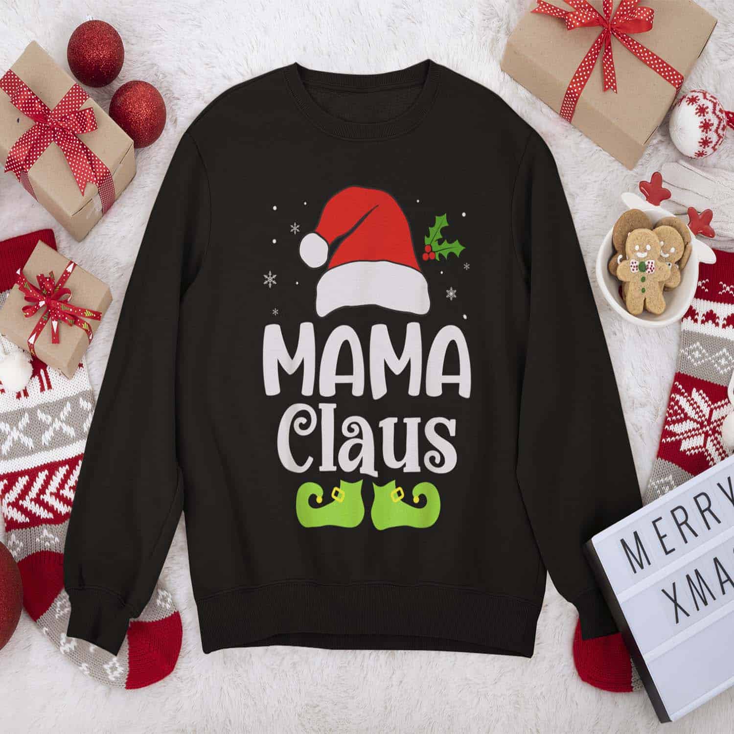 Elf Mama Claus Christmas Sweatshirt Elf Mama Claus Christmas Sweatshirt