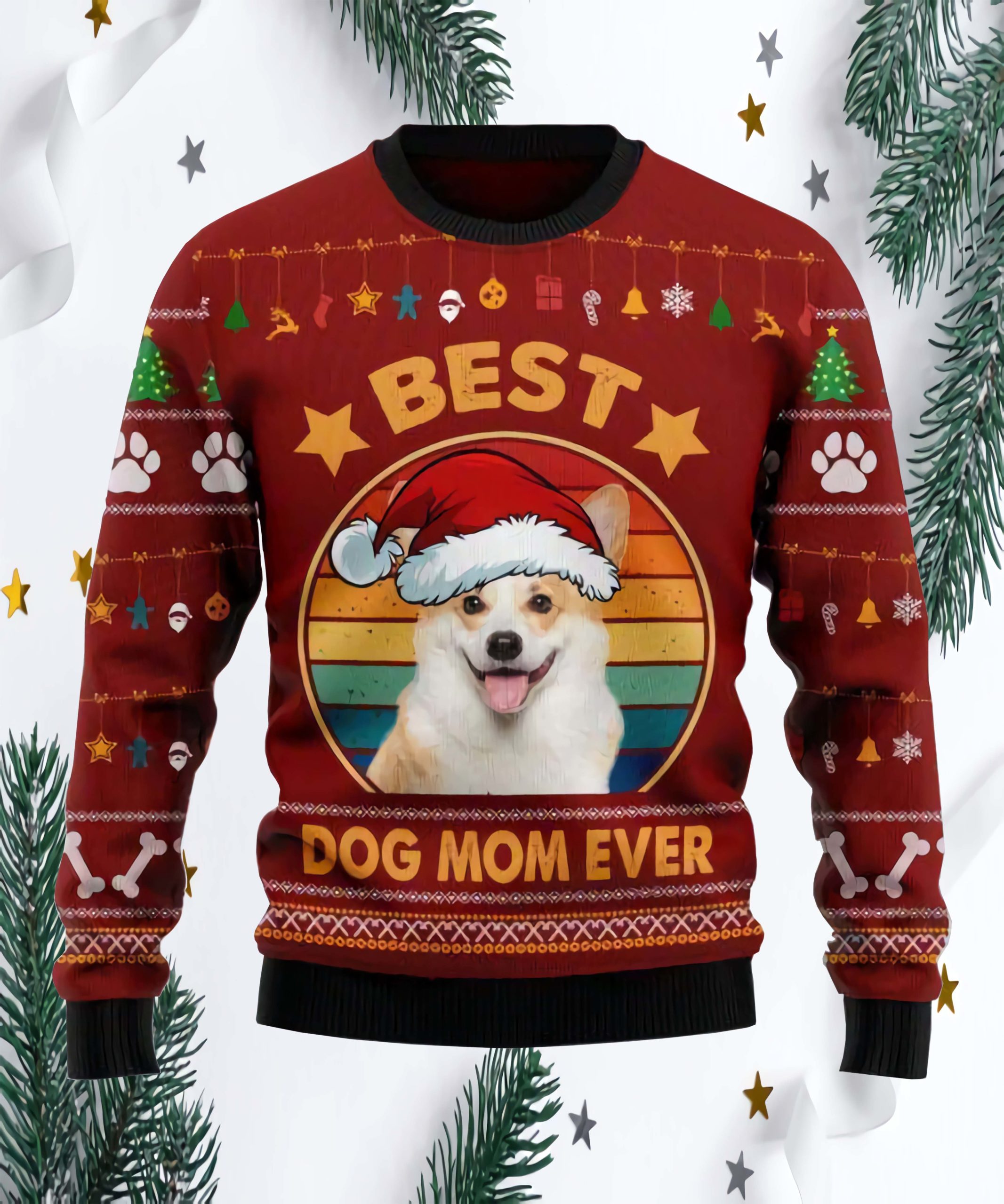 Corgi Best Dog Mom Ever Christmas Sweater Corgi Best Dog Mom Ever Christmas Sweater