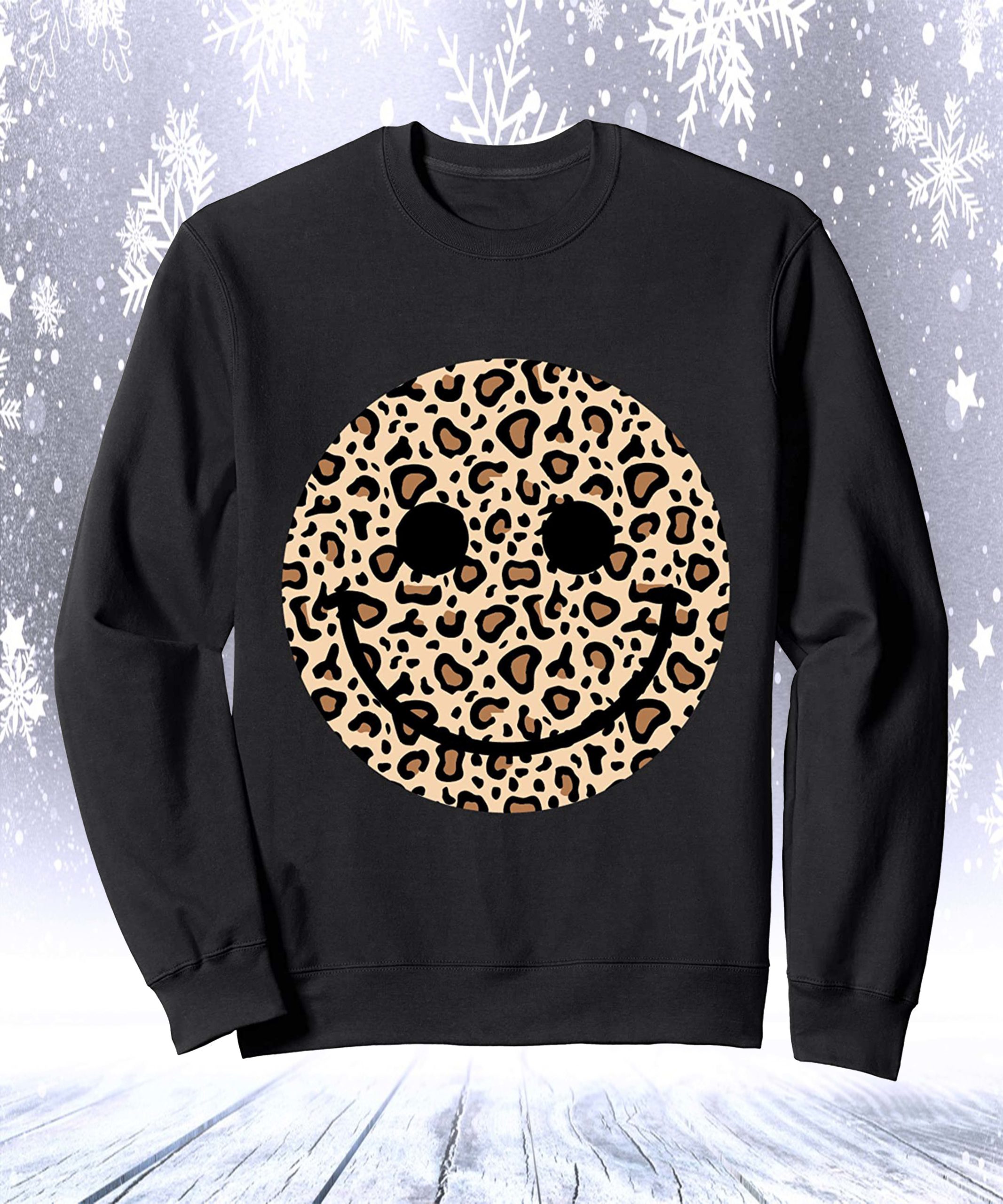 Leopard Happy Face Sweatshirt Leopard Happy Face Sweatshirt