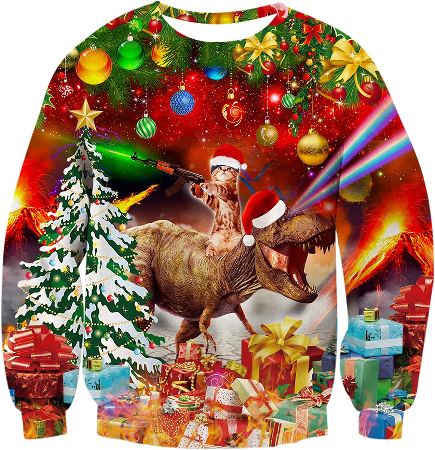 Cat Riding T-Rex Christmas Gift Sweater Cat Riding T-Rex Christmas Gift Sweater